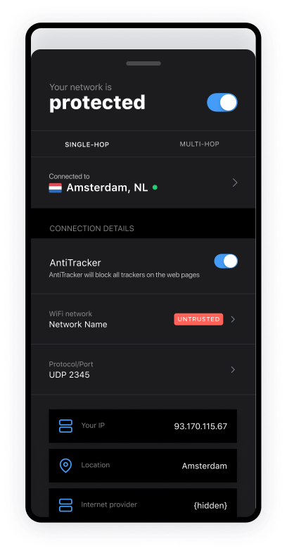 Android App Interface Dark